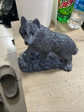 Vintage Wolf Canada Carved Stone Wolf Figurine Sculpture Nordic Art